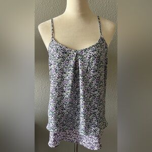 Purple and Blue Floral Patterned Camisole